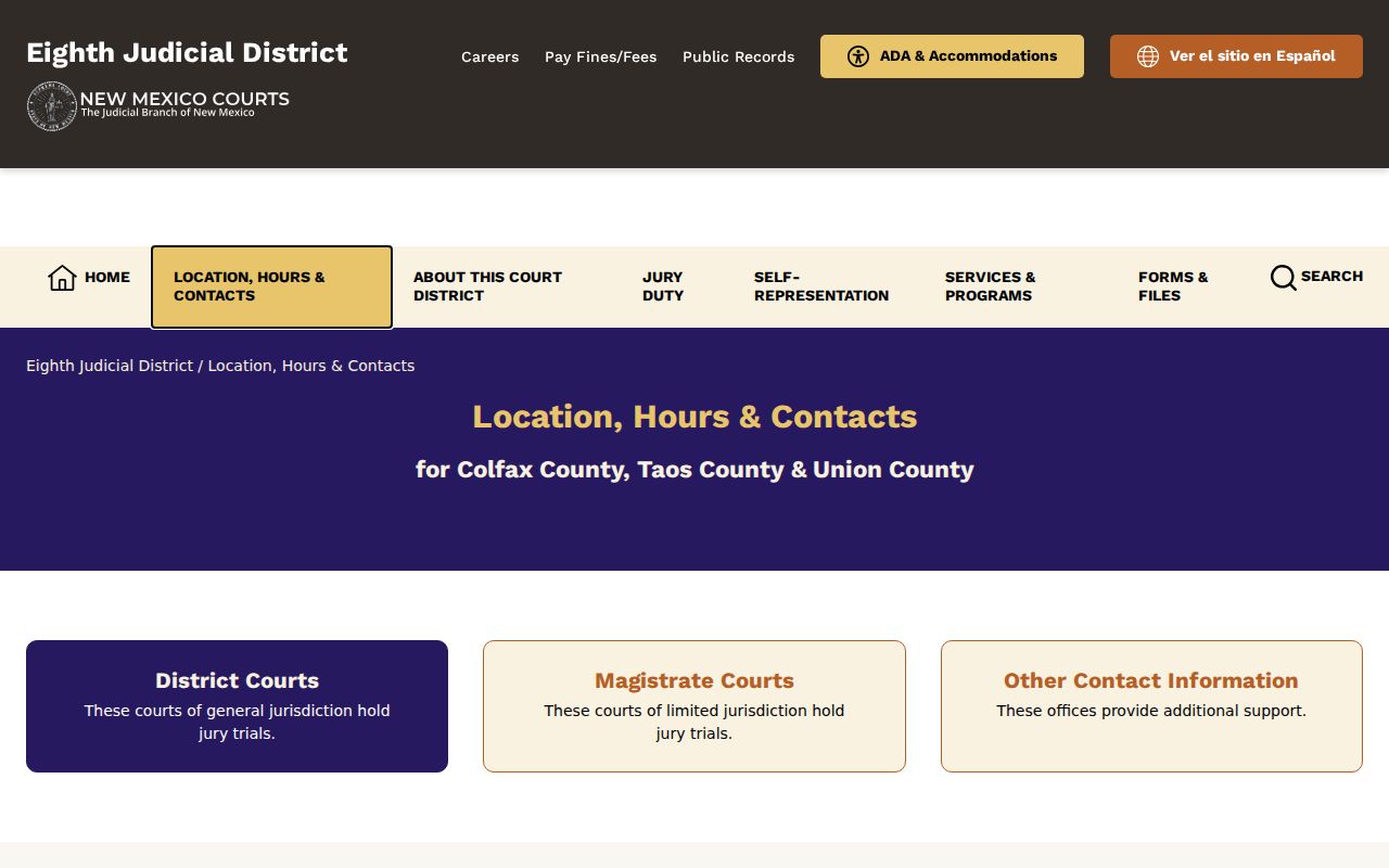 Union County District and Clayton Magistrate Court contact listings