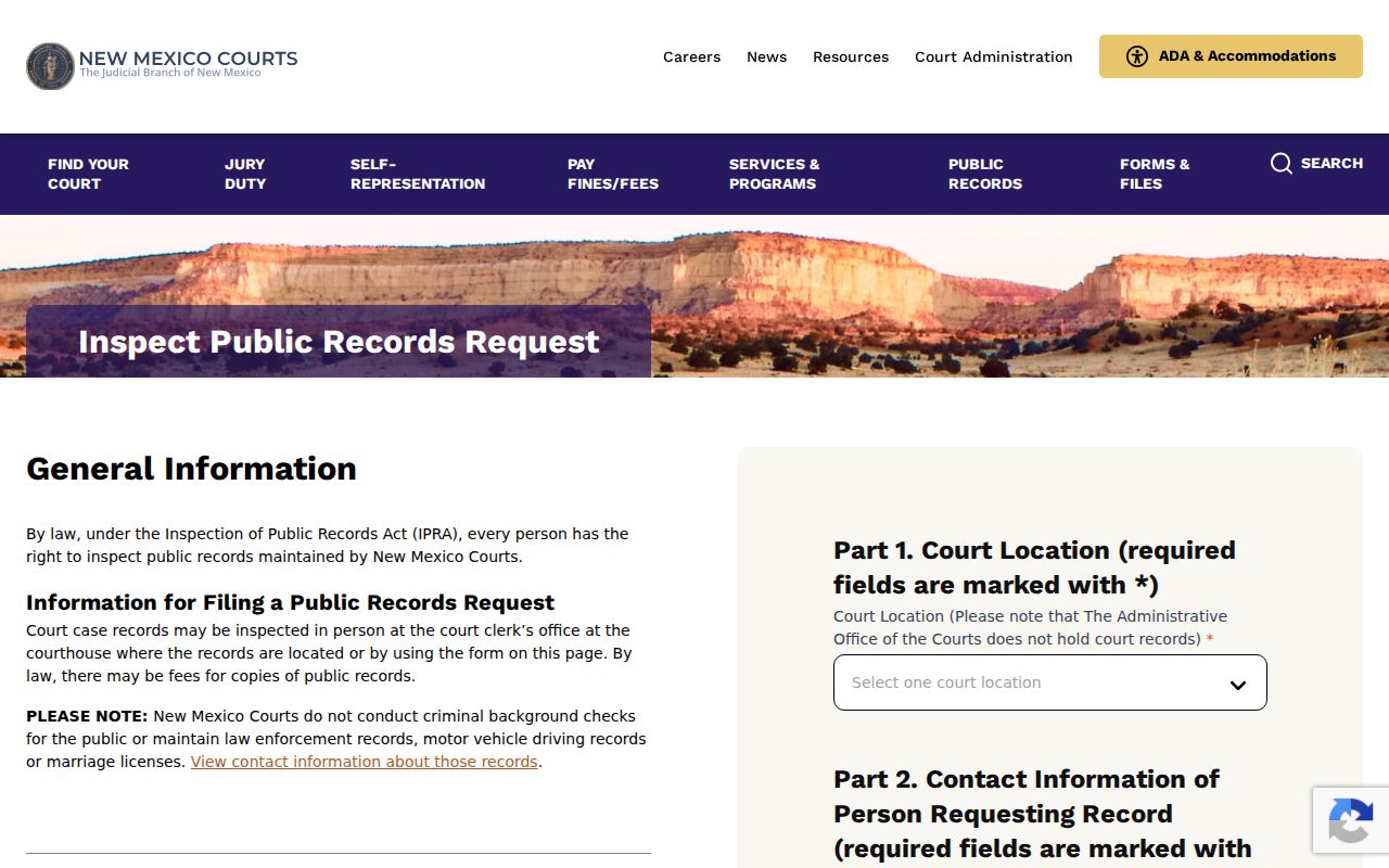 Judiciary IPRA portal for older Union County court case files